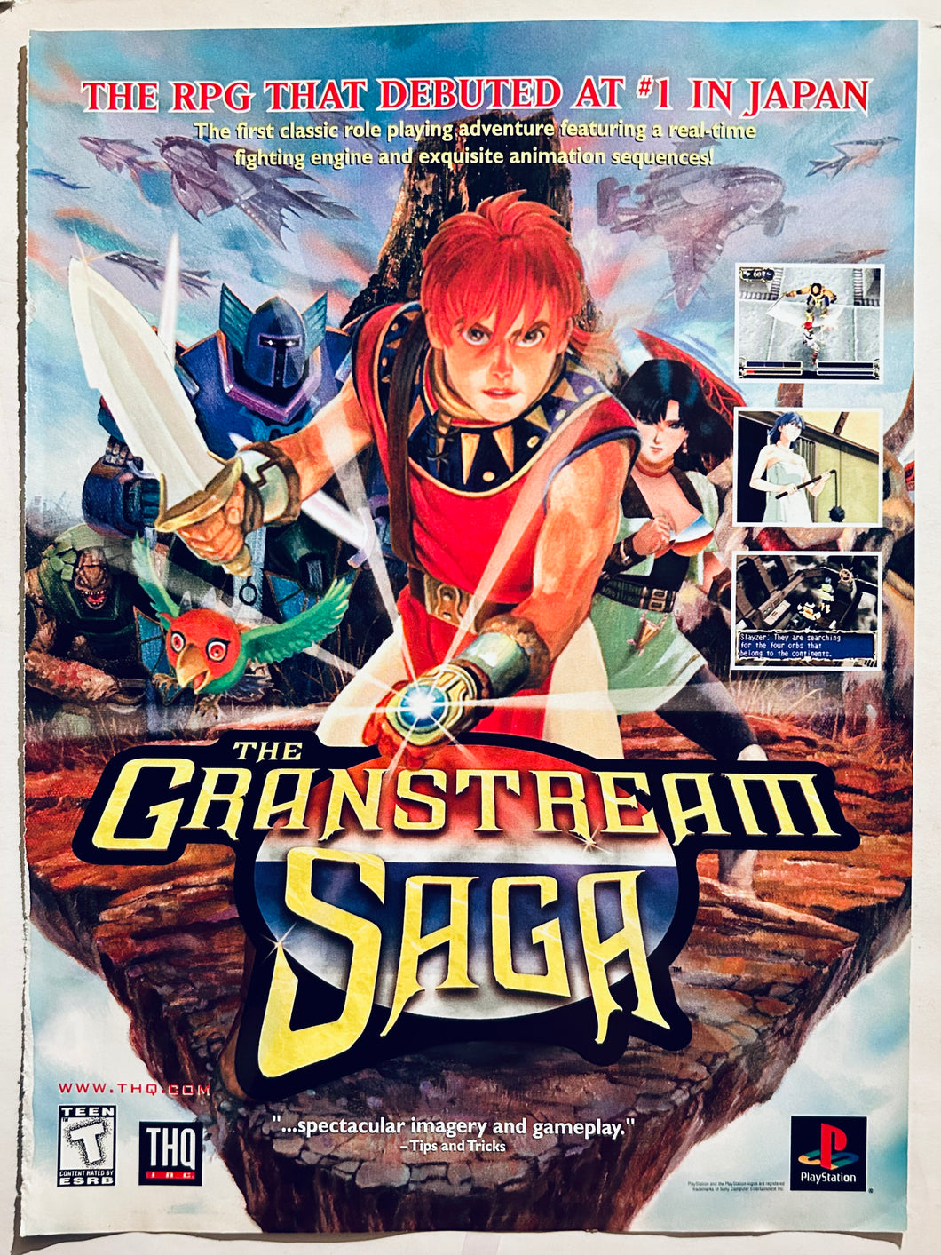 The Granstream Saga - PlayStation - Original Vintage Advertisement - Print Ads - Laminated A4 Poster