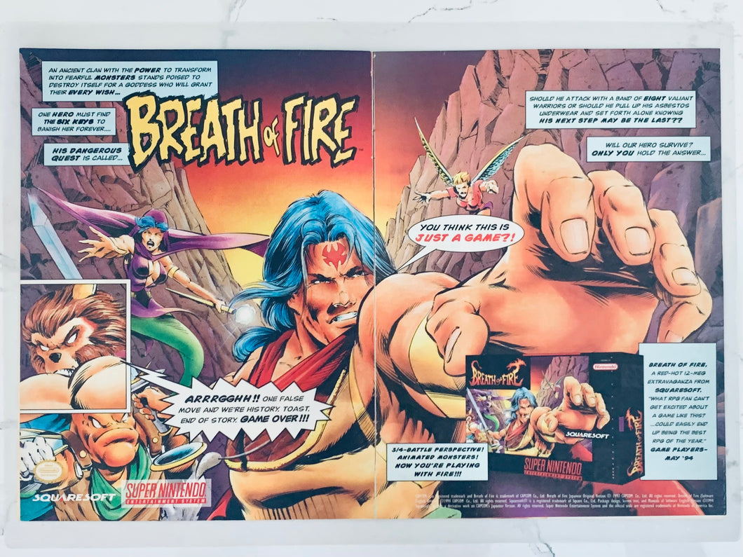 Breath of Fire - SNES - Original Vintage Advertisement - Print Ads - Laminated A3 Poster