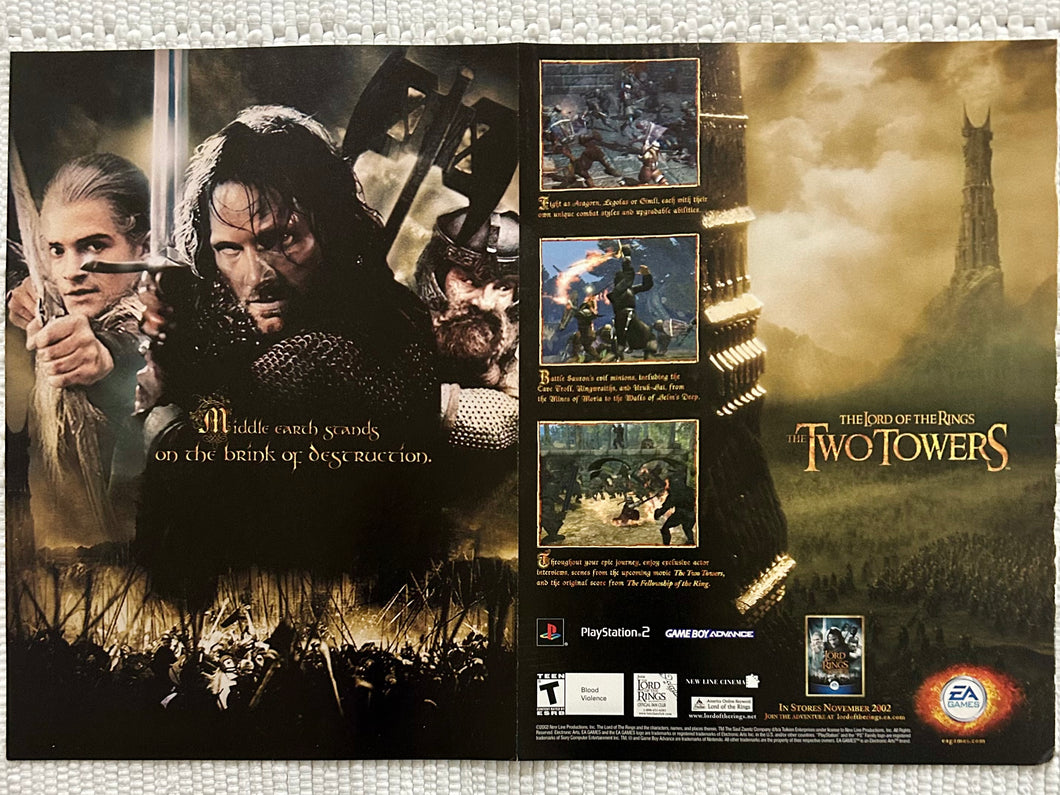 The Lord of the Rings: The Two Towers - PS2 GBA - Original Vintage Advertisement - Print Ads - Laminated A3 Poster