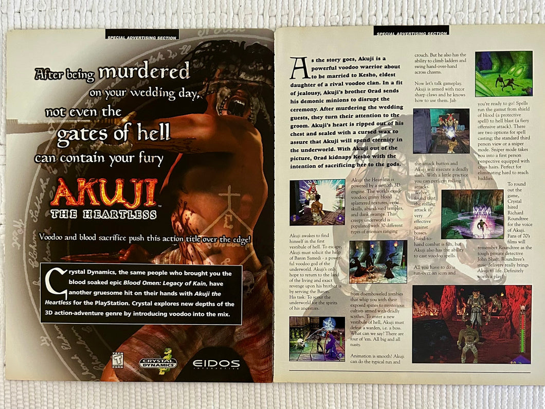 Akuji the Heartless - PlayStation - Original Vintage Advertisement - Print Ads - Laminated A3 Poster