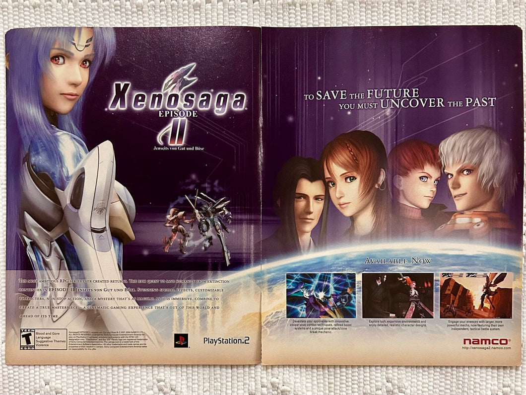 Xenosaga: Episode II - PS2 - Original Vintage Advertisement - Print Ads - Laminated A3 Poster