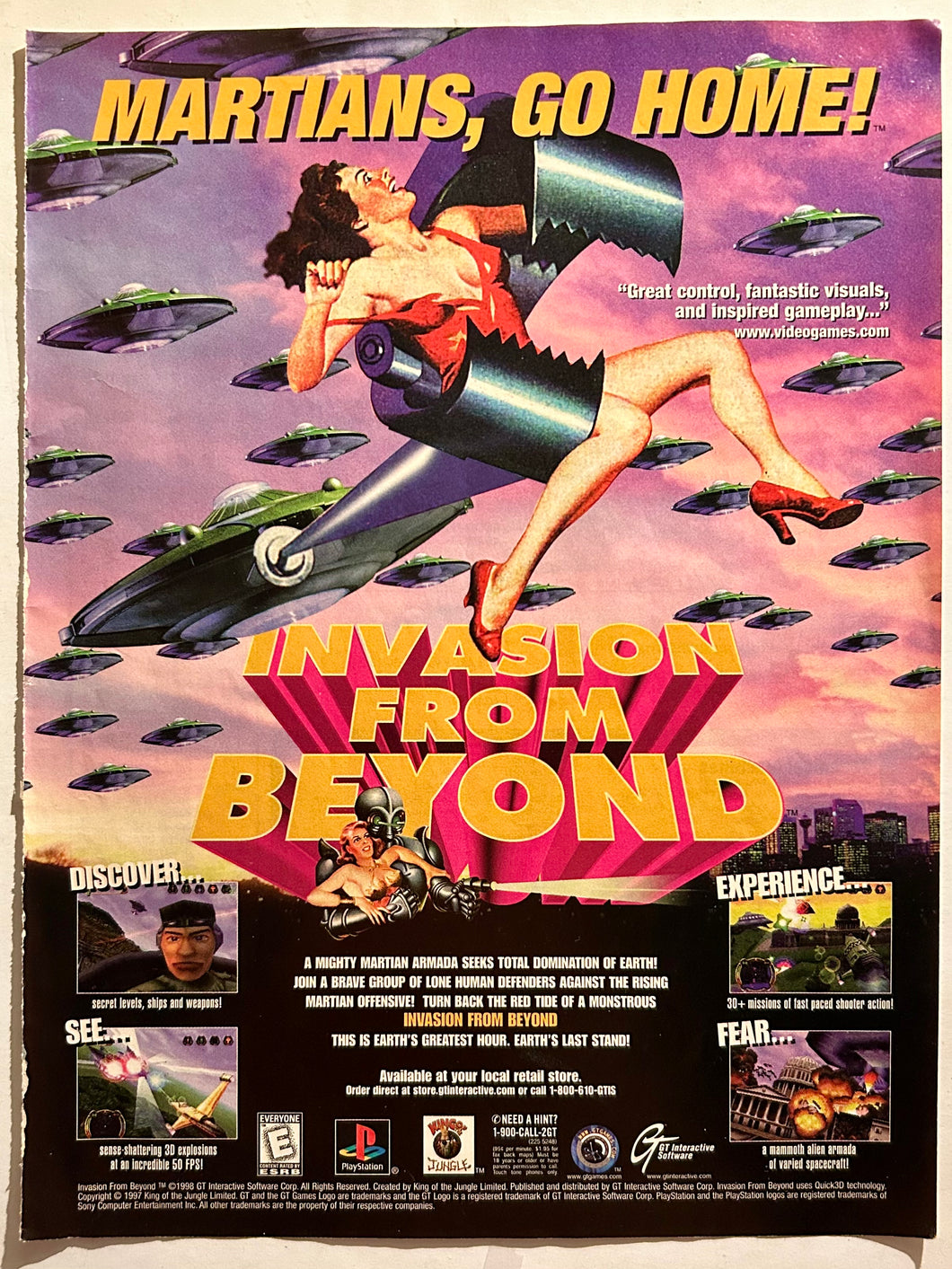 Invasion from Beyond - PlayStation - Original Vintage Advertisement - Print Ads - Laminated A4 Poster