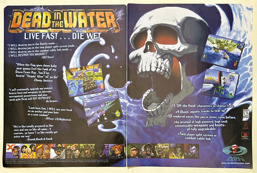 Dead in the Water - PlayStation - Original Vintage Advertisement - Print Ads - Laminated A3 Poster