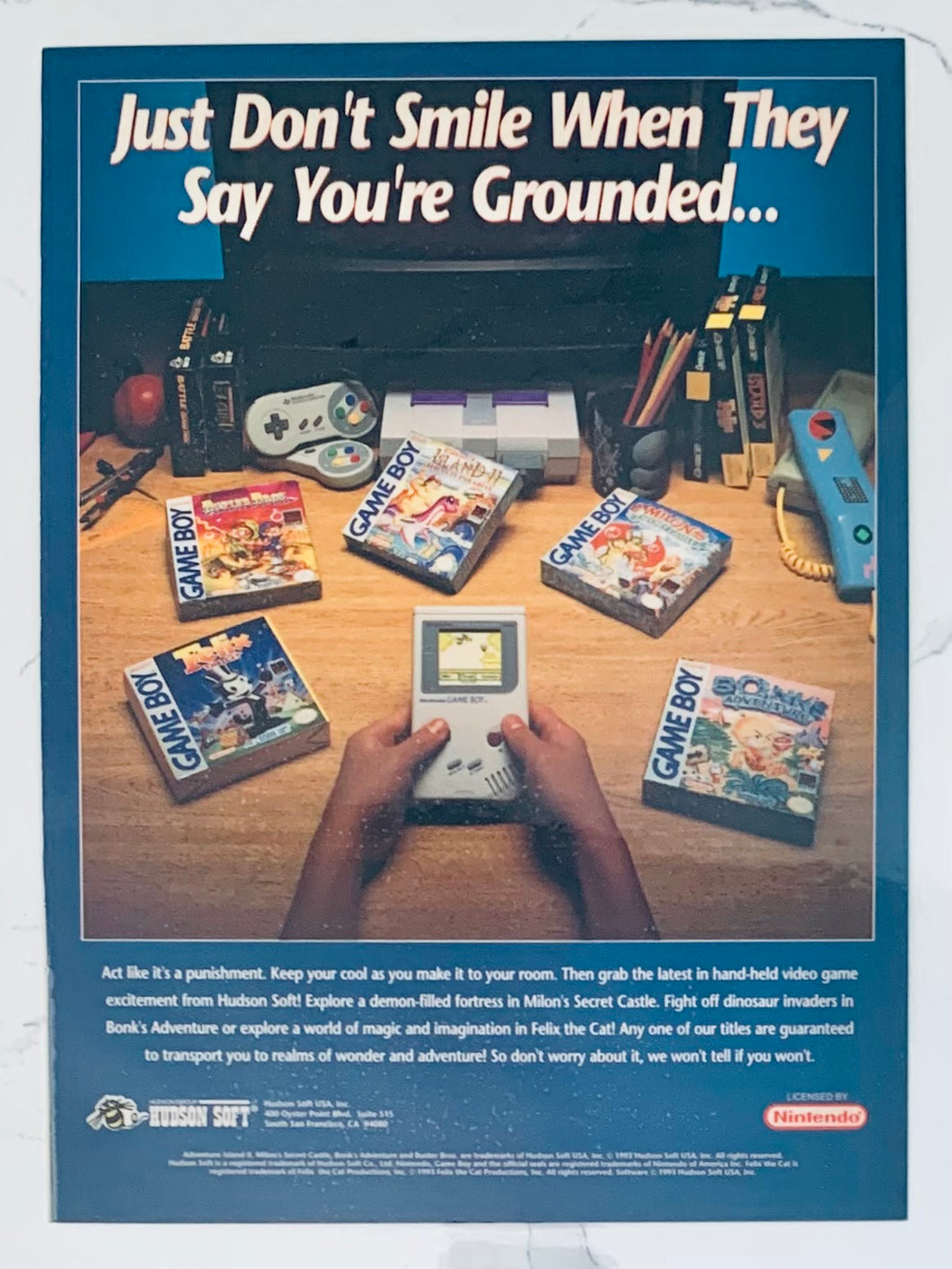Hudson Soft - GameBoy - Original Vintage Advertisement - Print Ads - Laminated A4 Poster