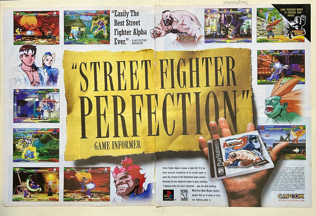 Street Fighter Alpha 3 - PlayStation - Original Vintage Advertisement - Print Ads - Laminated A3 Poster