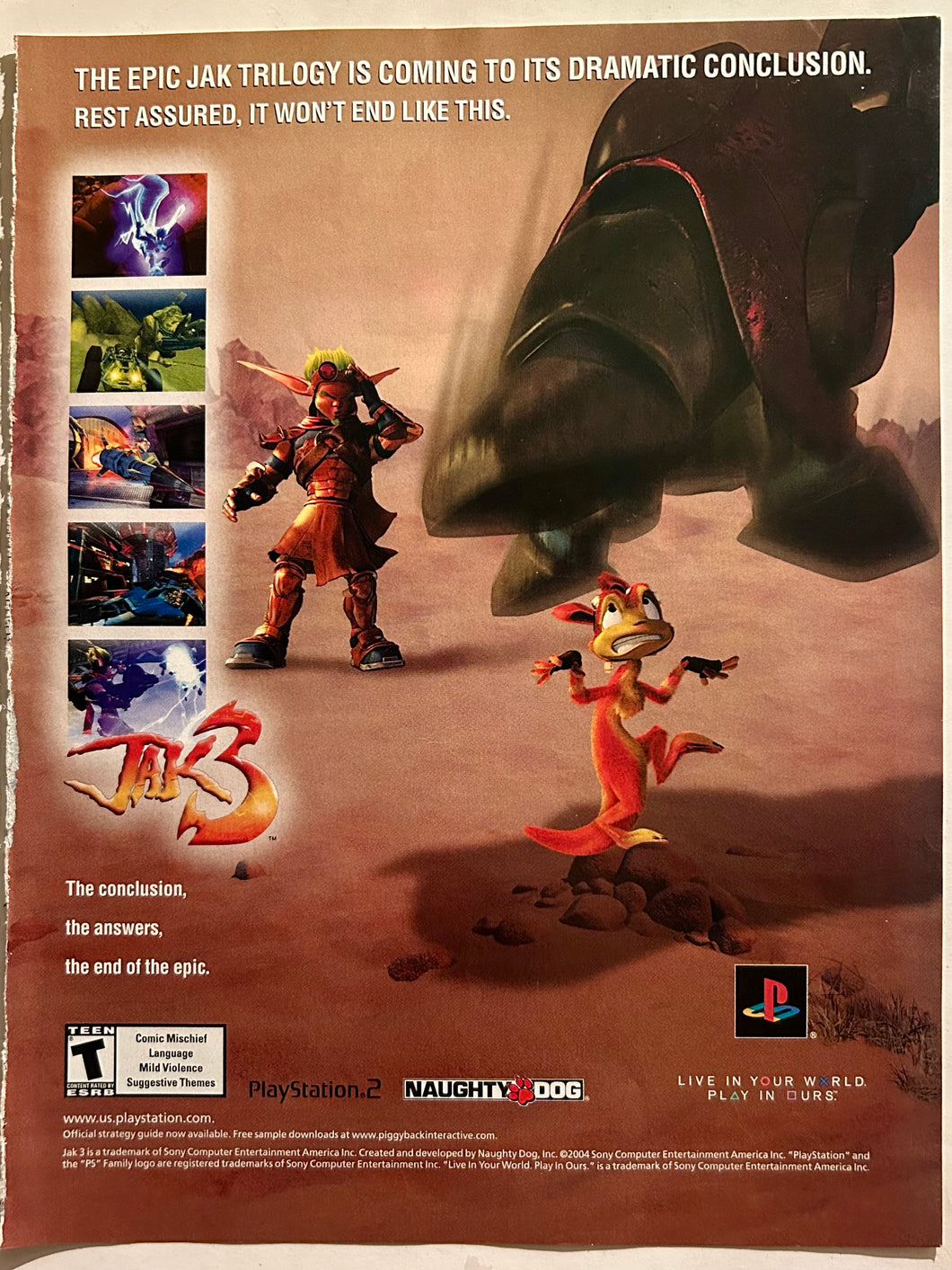 Jak 3 - PS2 - Original Vintage Advertisement - Print Ads - Laminated A4 Poster