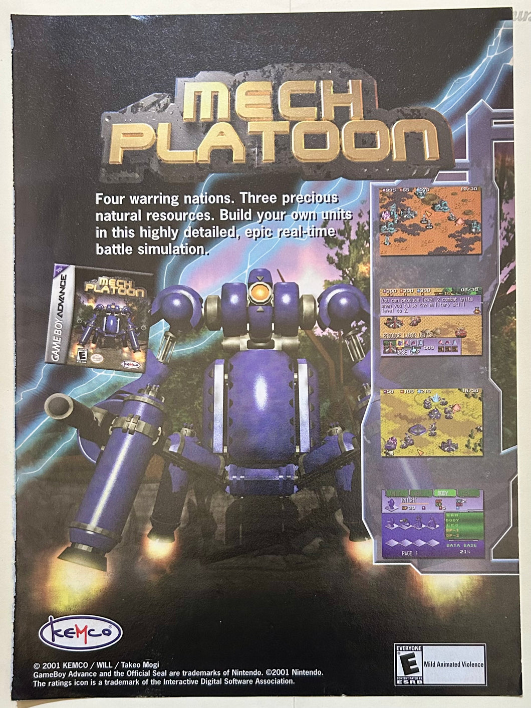 Mech Platoon - GBA - Original Vintage Advertisement - Print Ads - Laminated A4 Poster