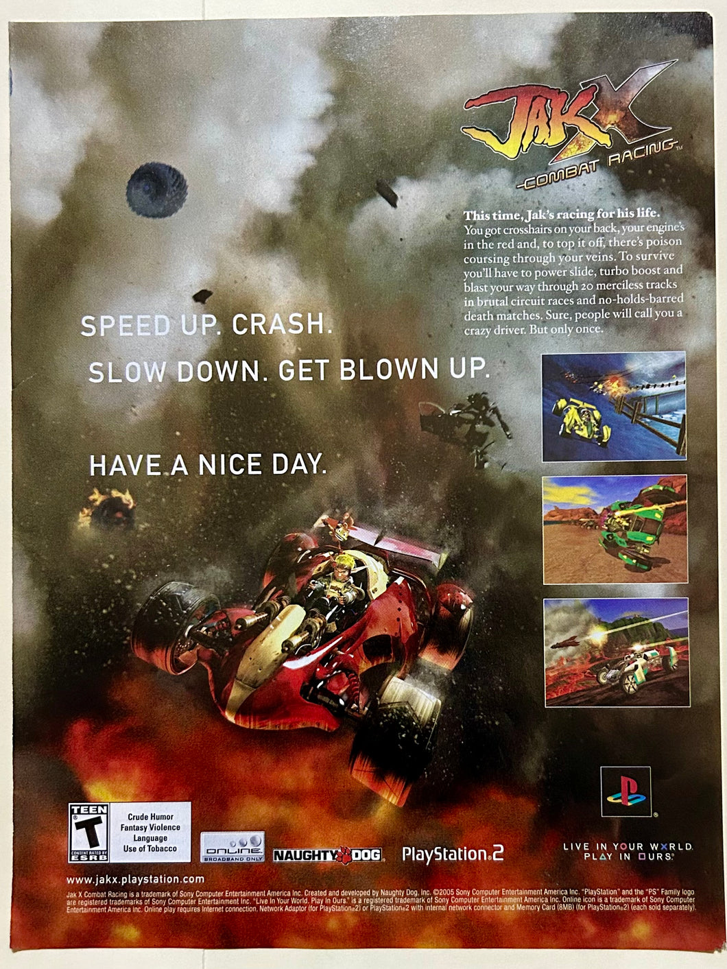 Jak X: Combat Racing - PS2 - Original Vintage Advertisement - Print Ads - Laminated A4 Poster