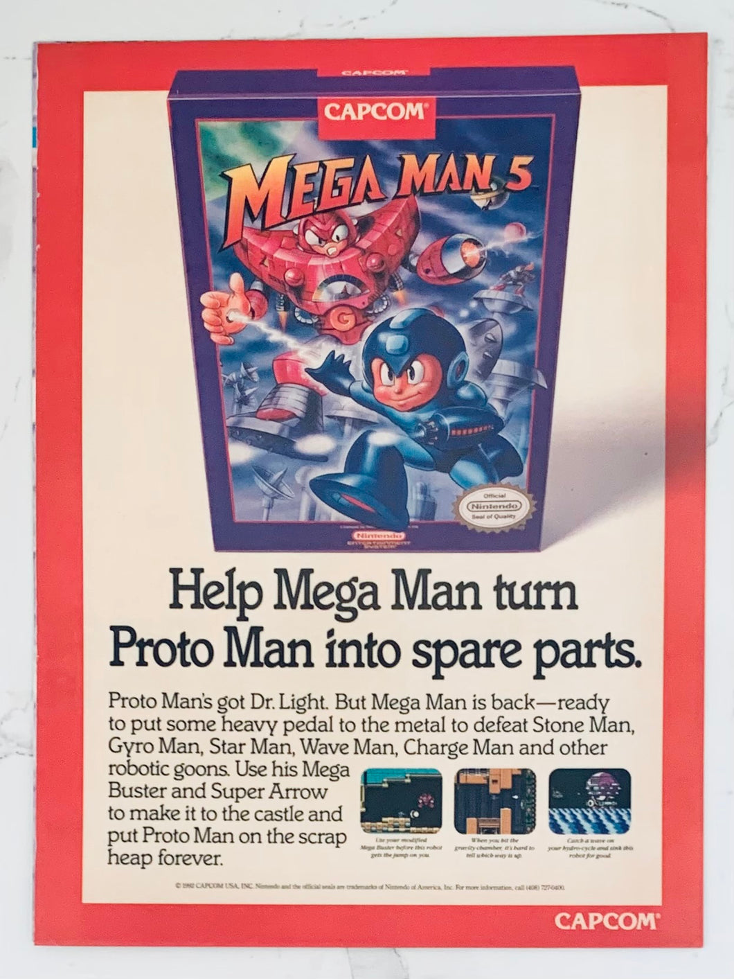 Mega Man 5 - Nintendo NES - Original Vintage Advertisement - Print Ads - Laminated A4 Poster