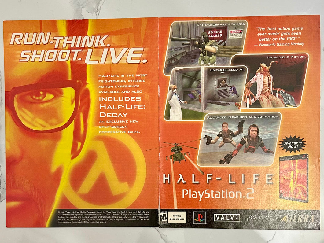 Half-Life - PS2 - Original Vintage Advertisement - Print Ads - Laminated A3 Poster