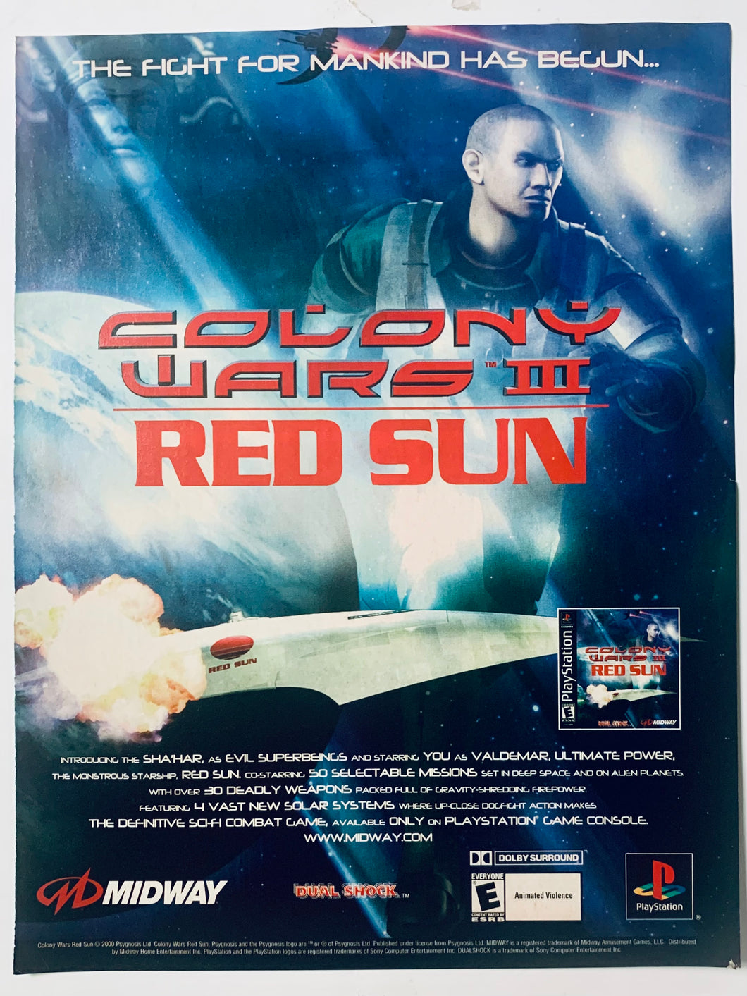 Colony Wars III: Red Sun - PlayStation - Original Vintage Advertisement - Print Ads - Laminated A4 Poster