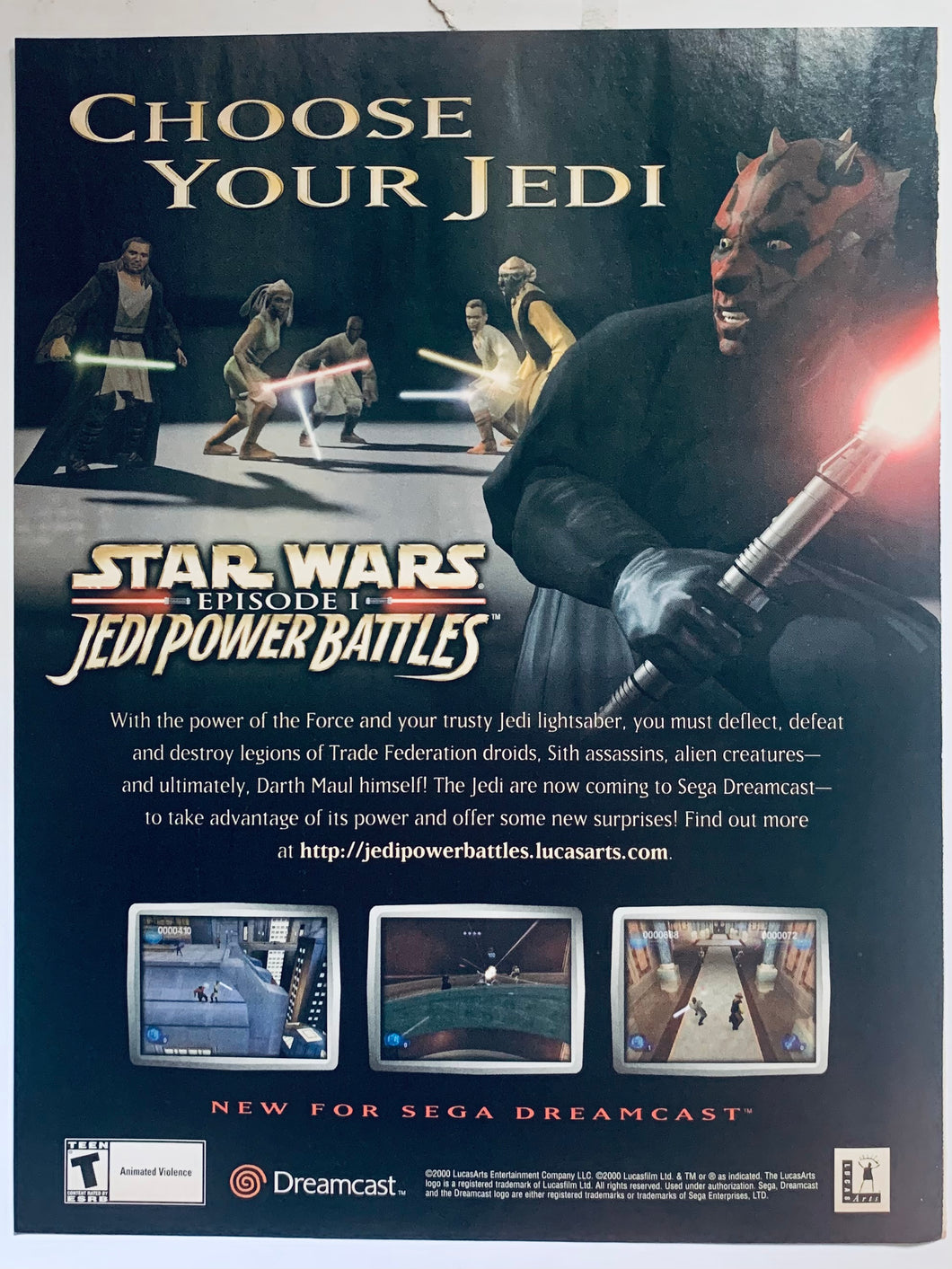 Star Wars Episode I: Jedi Power Battles - Dreamcast - Original Vintage Advertisement - Print Ads - Laminated A4 Poster