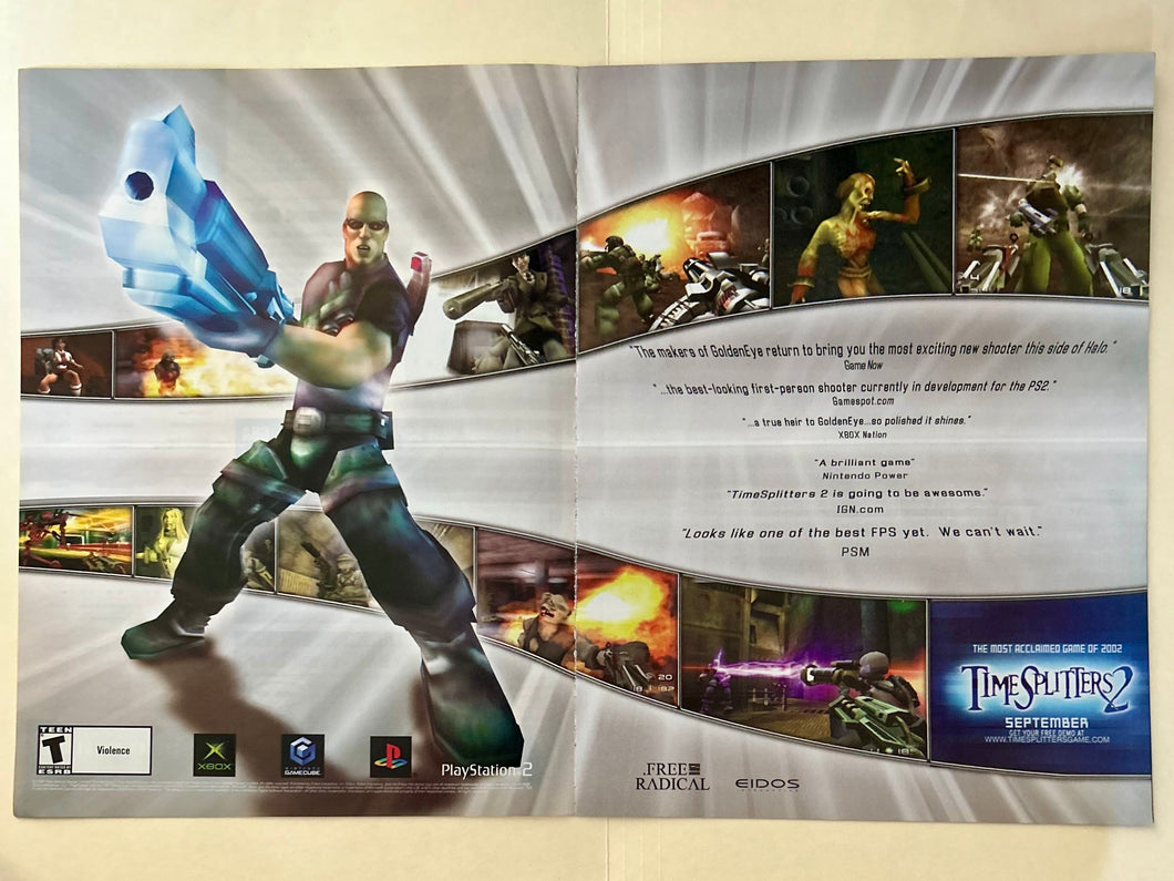 Time Splitters 2 - PS2 Xbox NGC - Original Vintage Advertisement - Print Ads - Laminated A3 Poster