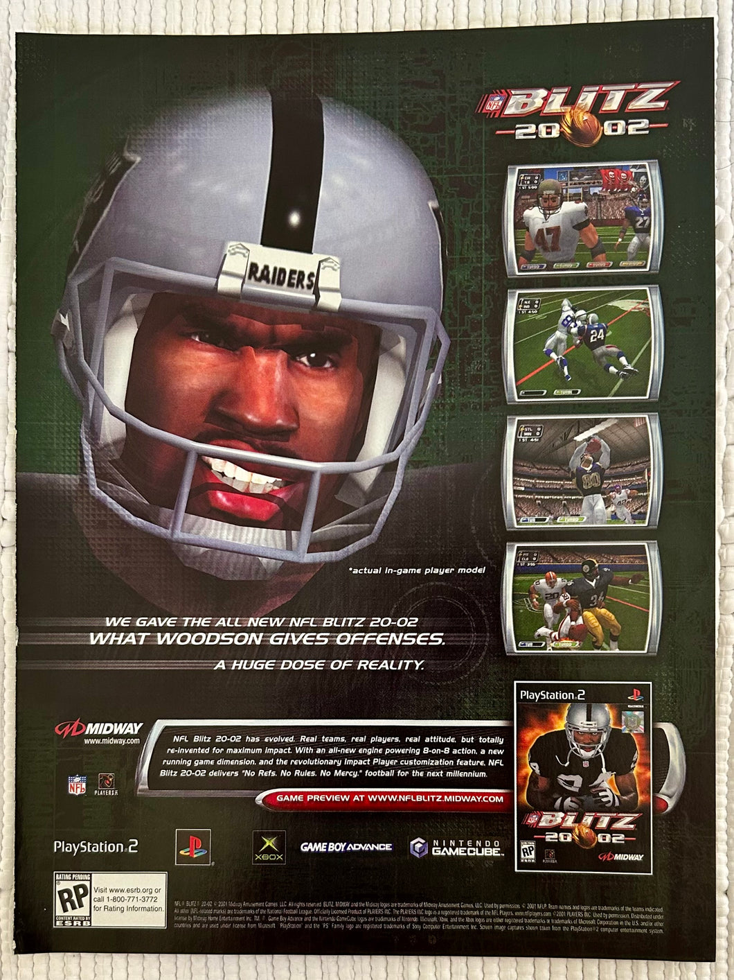 NFL Blitz 2002 - PS2 Xbox NGC GBA - Original Vintage Advertisement - Print Ads - Laminated A4 Poster
