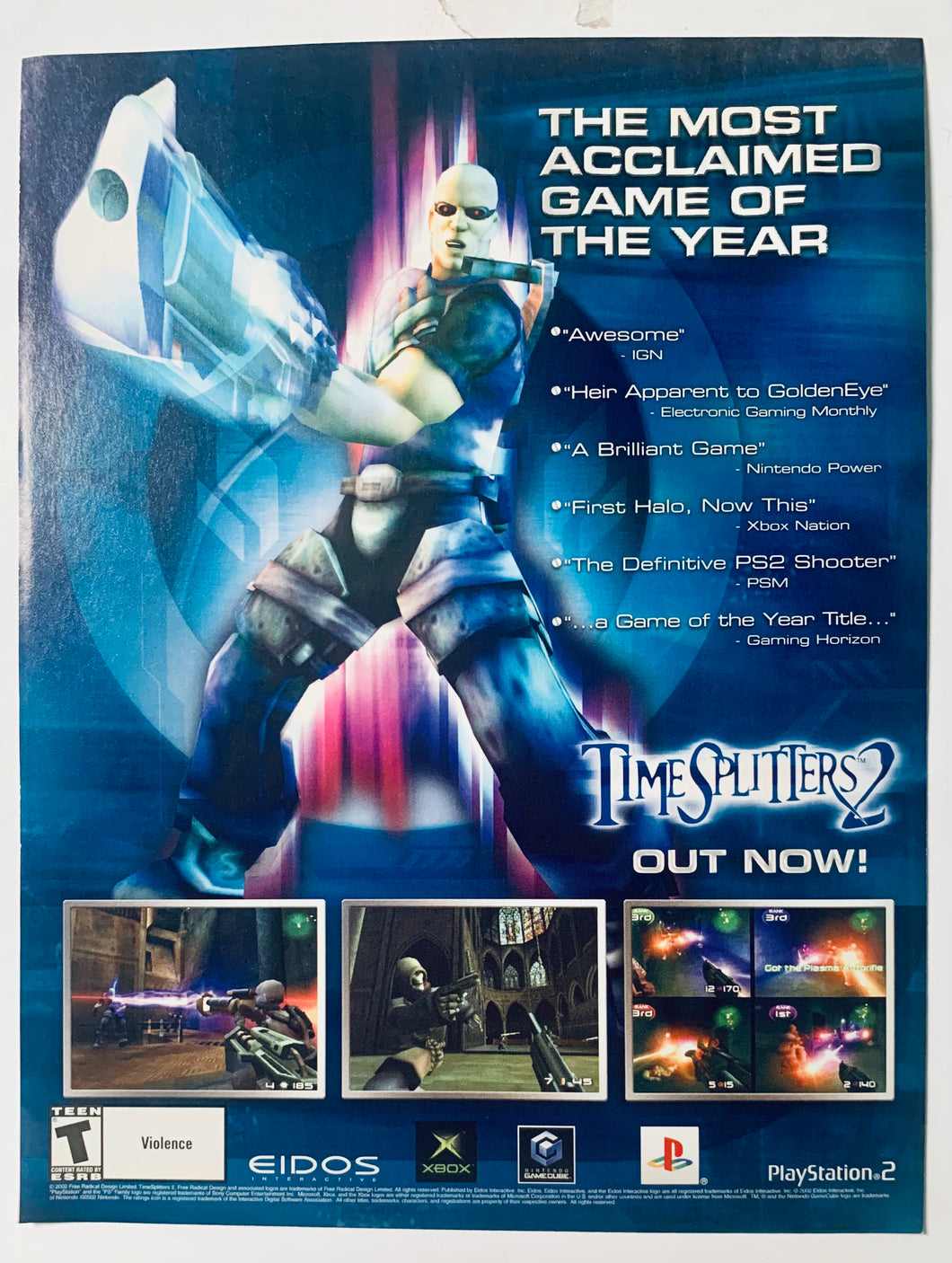 Time Splitters 2 - PS2 NGC Xbox - Original Vintage Advertisement - Print Ads - Laminated A4 Poster