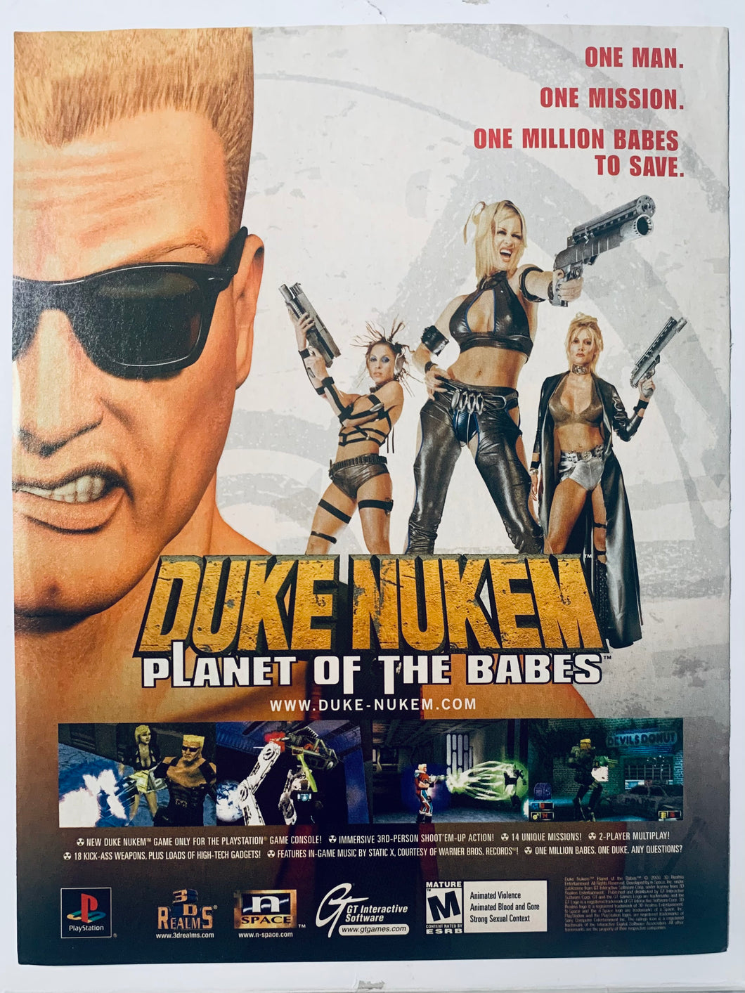 Duke Nukem: Planet of the Babes - PlayStation - Original Vintage Advertisement - Print Ads - Laminated A4 Poster