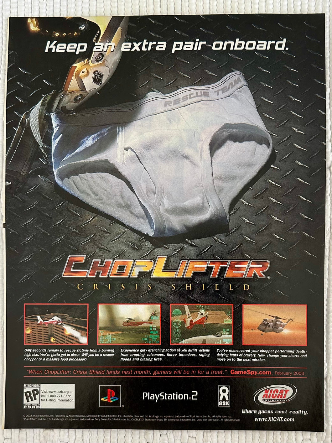 ChopLifter: Crisis Shield - PS2 - Original Vintage Advertisement - Print Ads - Laminated A4 Poster