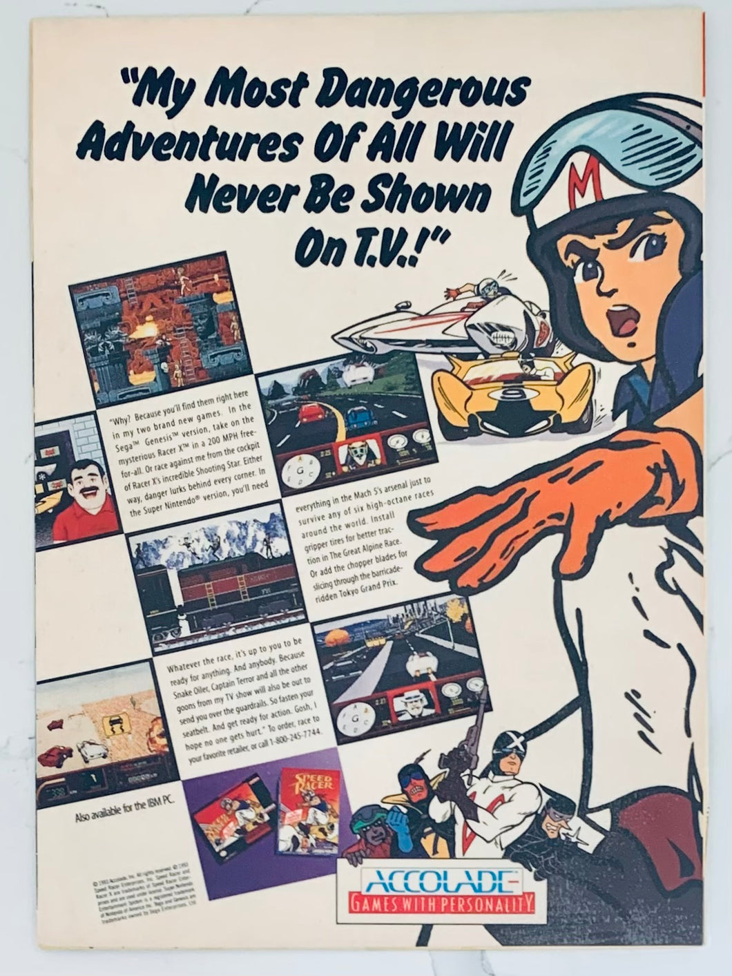 Speed Racer - SNES / Genesis - Original Vintage Advertisement - Print Ads - Laminated A4 Poster