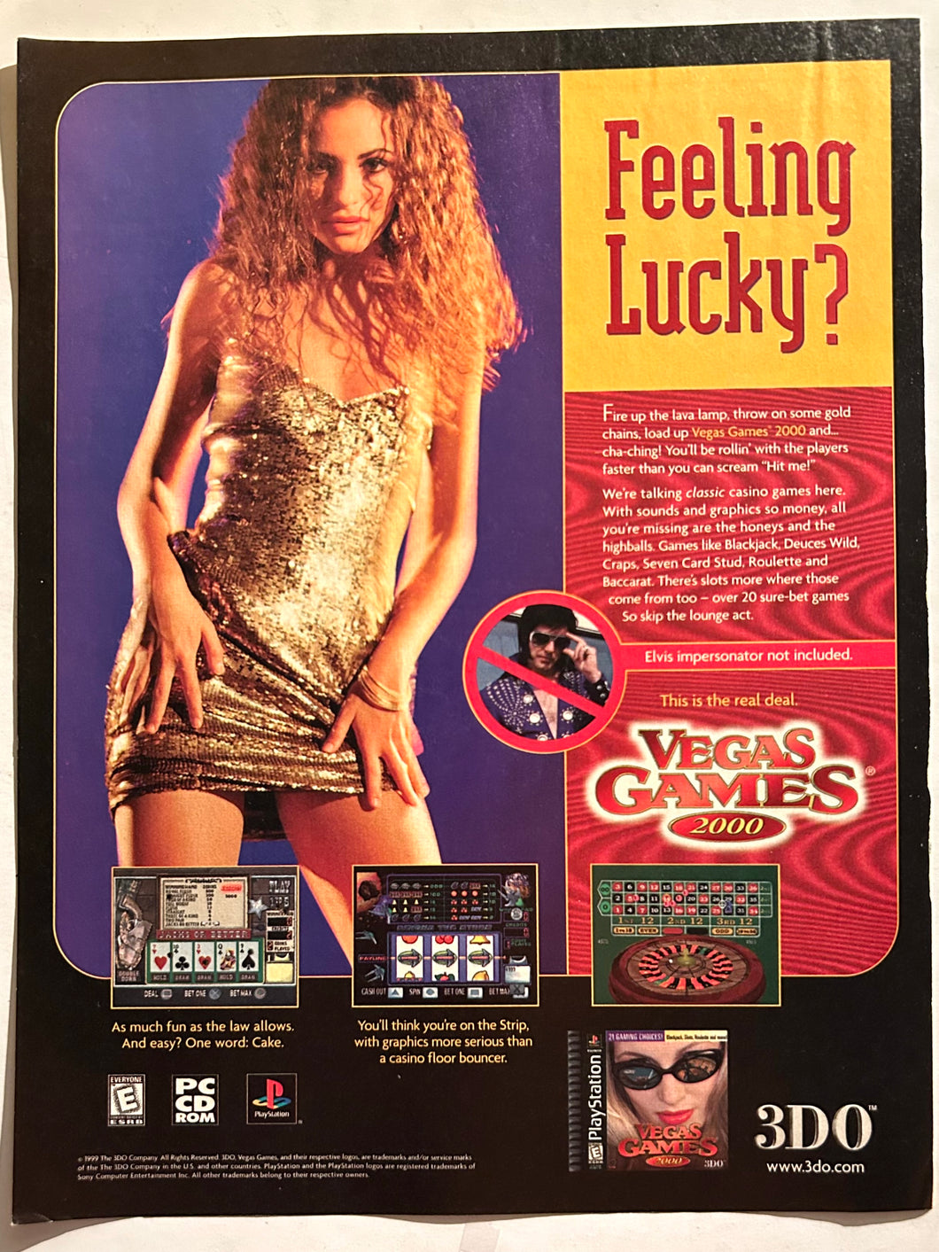 Vegas Games 2000 - PlayStation PC - Original Vintage Advertisement - Print Ads - Laminated A4 Poster