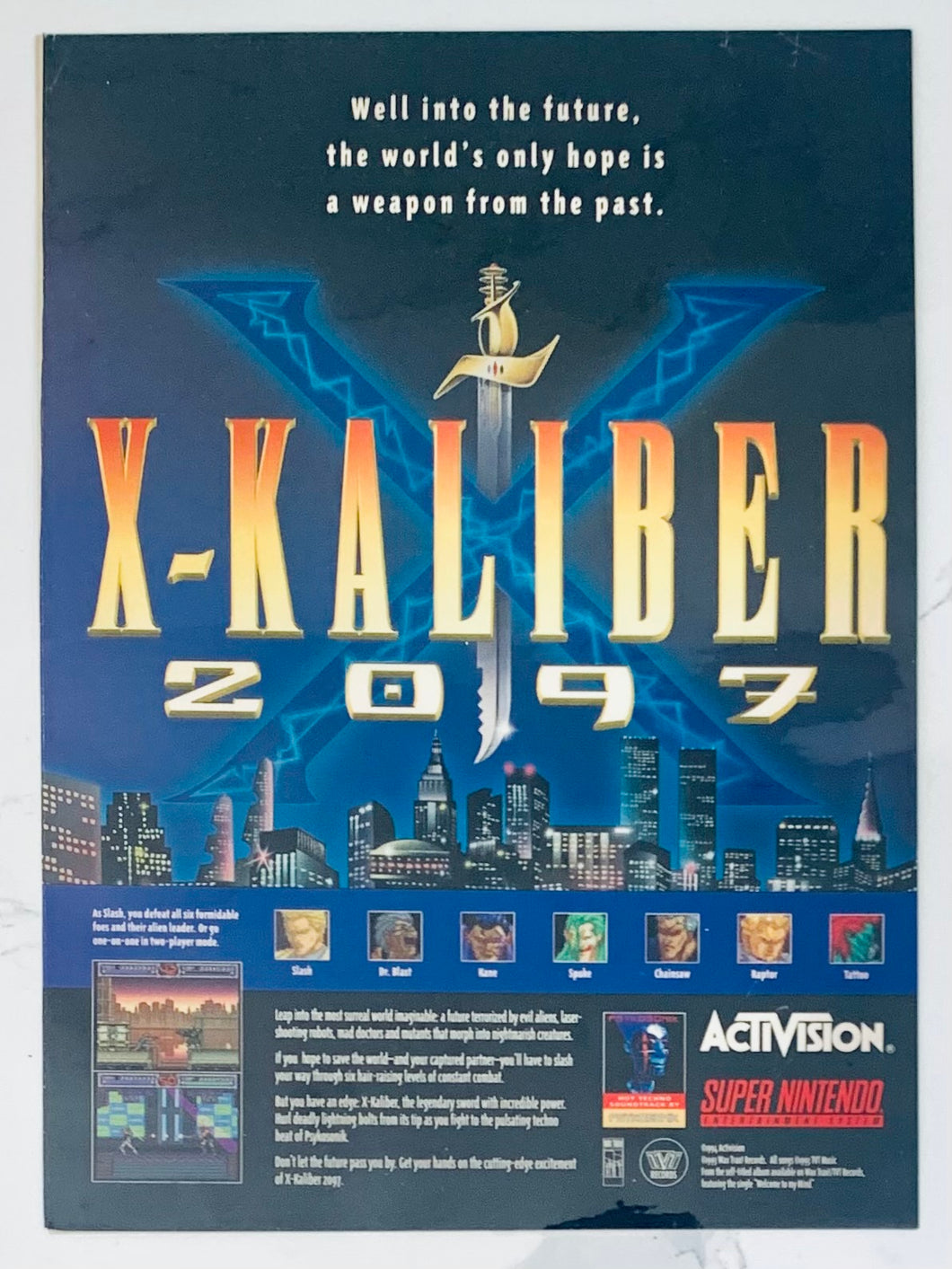 X-Caliber 2097 - SNES - Original Vintage Advertisement - Print Ads - Laminated A4 Poster