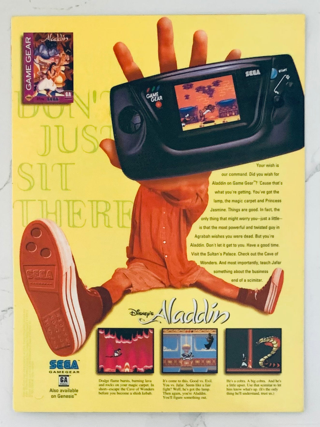 Disney’s Aladdin - Game Gear - Original Vintage Advertisement - Print Ads - Laminated A4 Poster