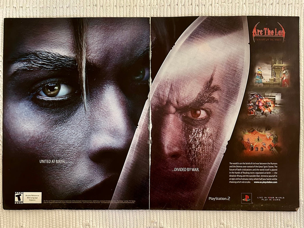 Arc the Lad: Twilight of the Spirits - PS2 - Original Vintage Advertisement - Print Ads - Laminated A3 Poster