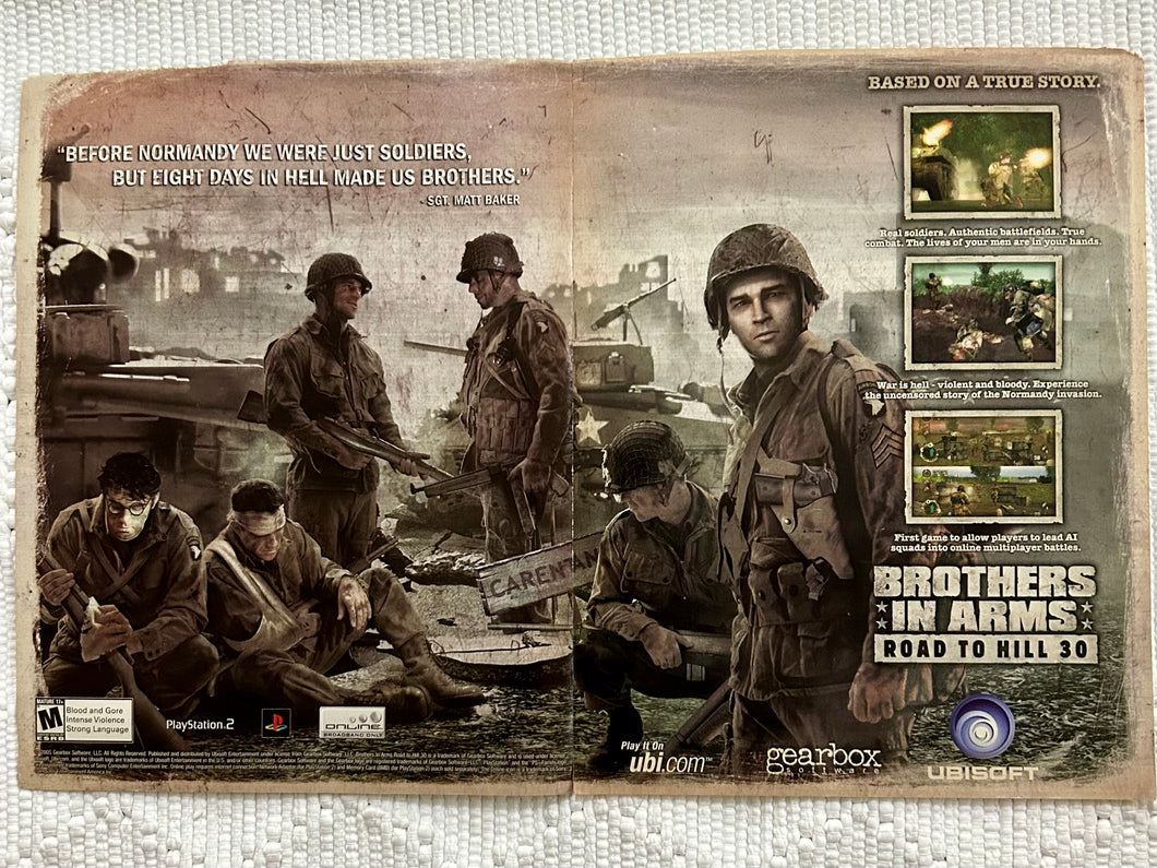 Brothers In Arms: Road to Hill 30 - PS2 Xbox PC Wii - Original Vintage Advertisement - Print Ads - Laminated A3 Poster