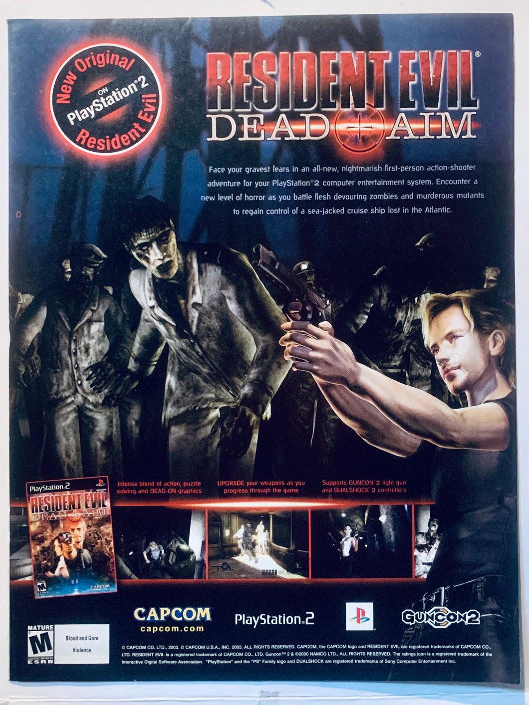 Resident Evil: Dead Aim - PS2 - Original Vintage Advertisement - Print Ads - Laminated A4 Poster