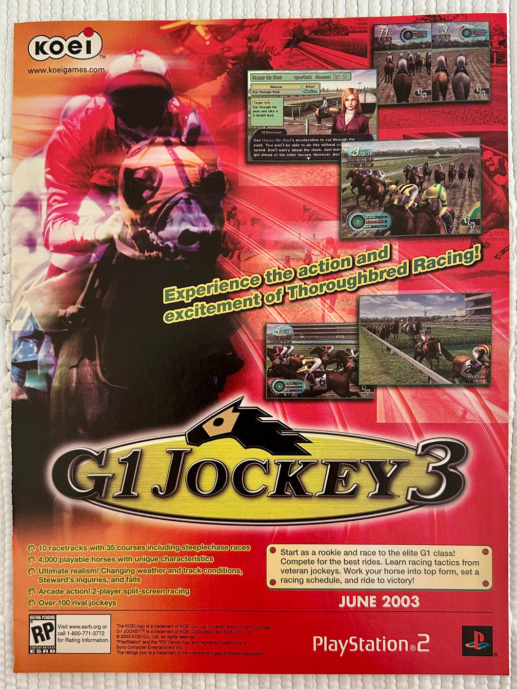 G1 Jockey 3 - PS2 - Original Vintage Advertisement - Print Ads - Laminated A4 Poster