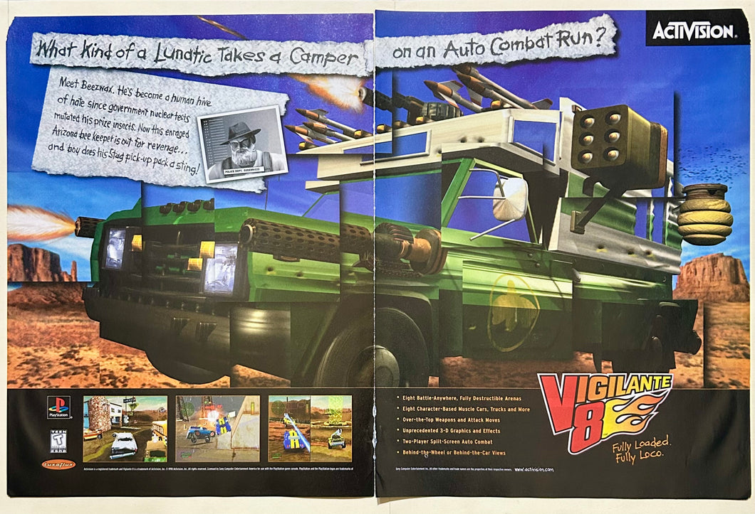 Vigilante 8 - PlayStation - Original Vintage Advertisement - Print Ads - Laminated A3 Poster