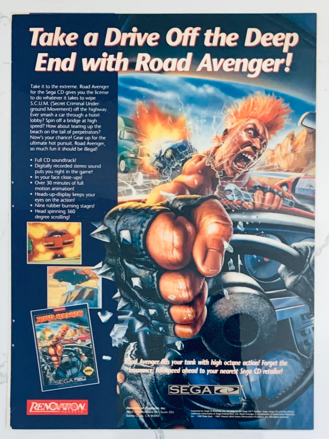 Road Avenger - Genesis - Original Vintage Advertisement - Print Ads - Laminated A4 Poster