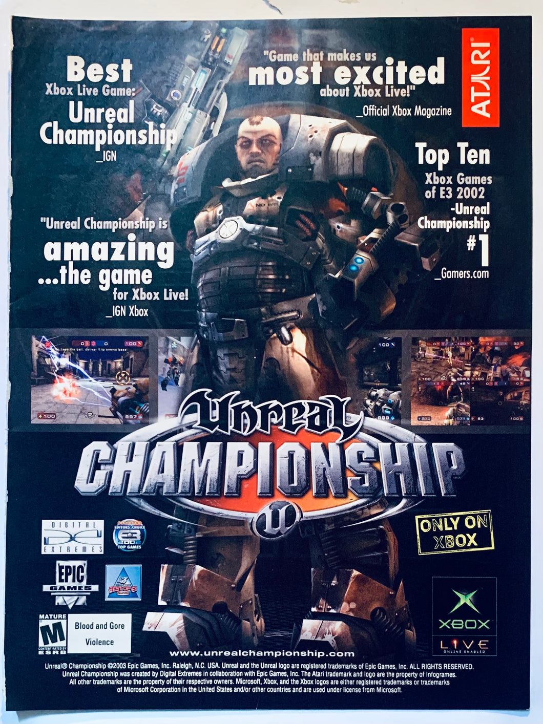 Unreal Championship - Xbox - Original Vintage Advertisement - Print Ads - Laminated A4 Poster