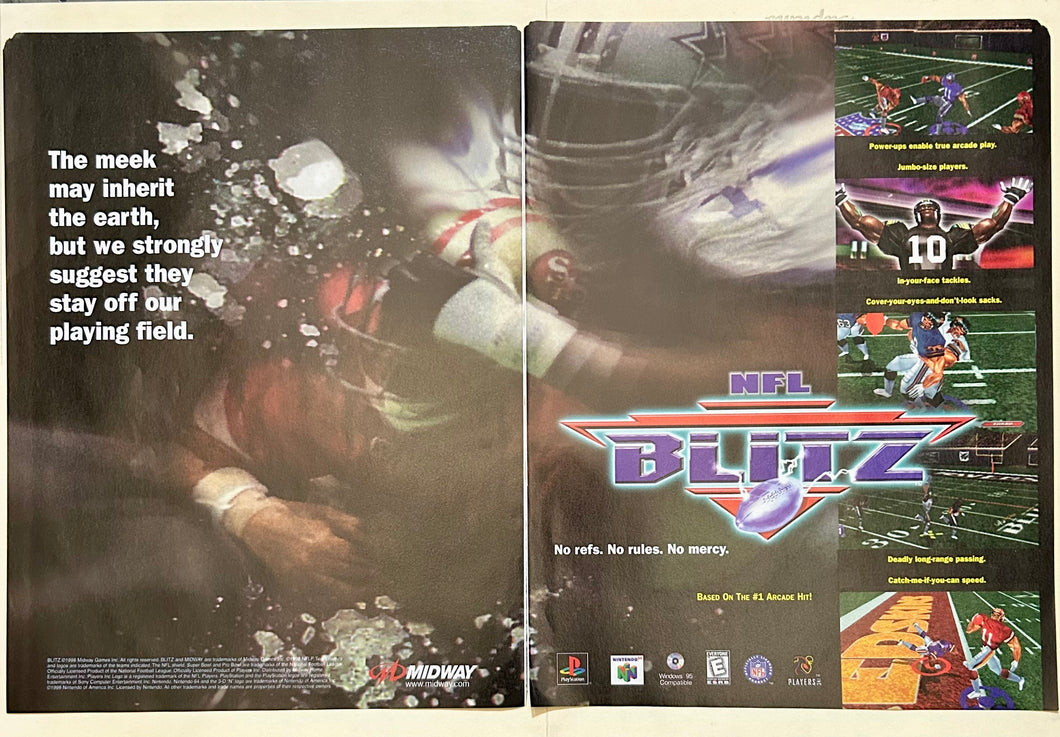 NFL Blitz - PlayStation N64 PC - Original Vintage Advertisement - Print Ads - Laminated A3 Poster