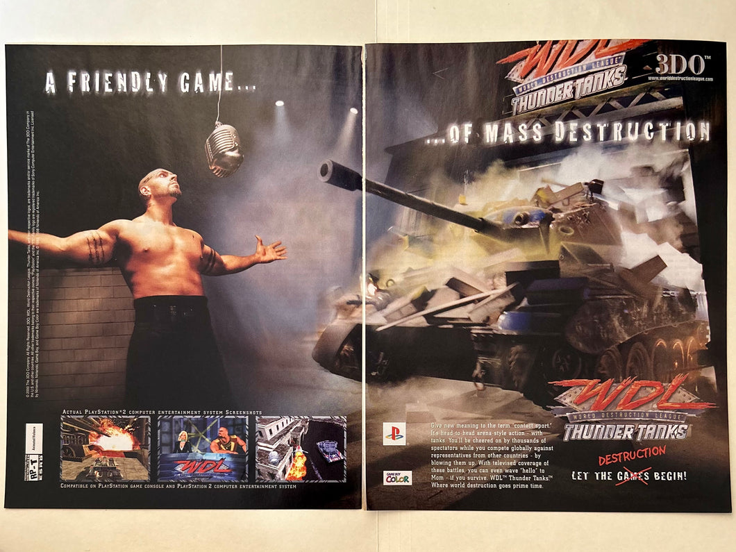 World Destruction League: Thunder Tanks - PlayStation - Original Vintage Advertisement - Print Ads - Laminated A3 Poster