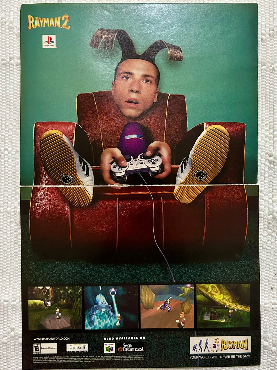 Rayman 2 - PlayStation Dreamcast N64 - Original Vintage Advertisement - Print Ads - Laminated A3 Poster