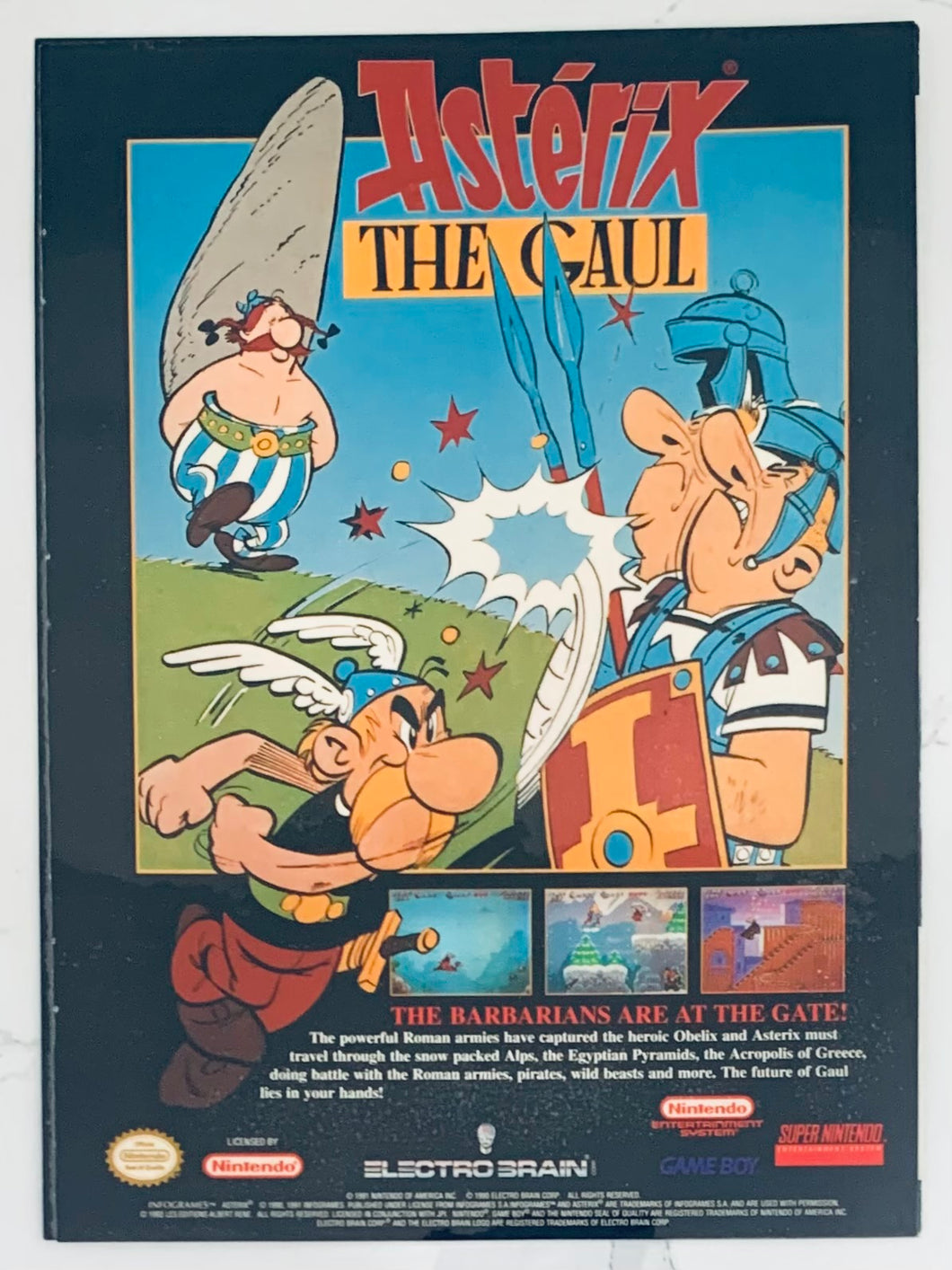 Astérix The Gaul - NES/SNES/GameBoy - Original Vintage Advertisement - Print Ads - Laminated A4 Poster