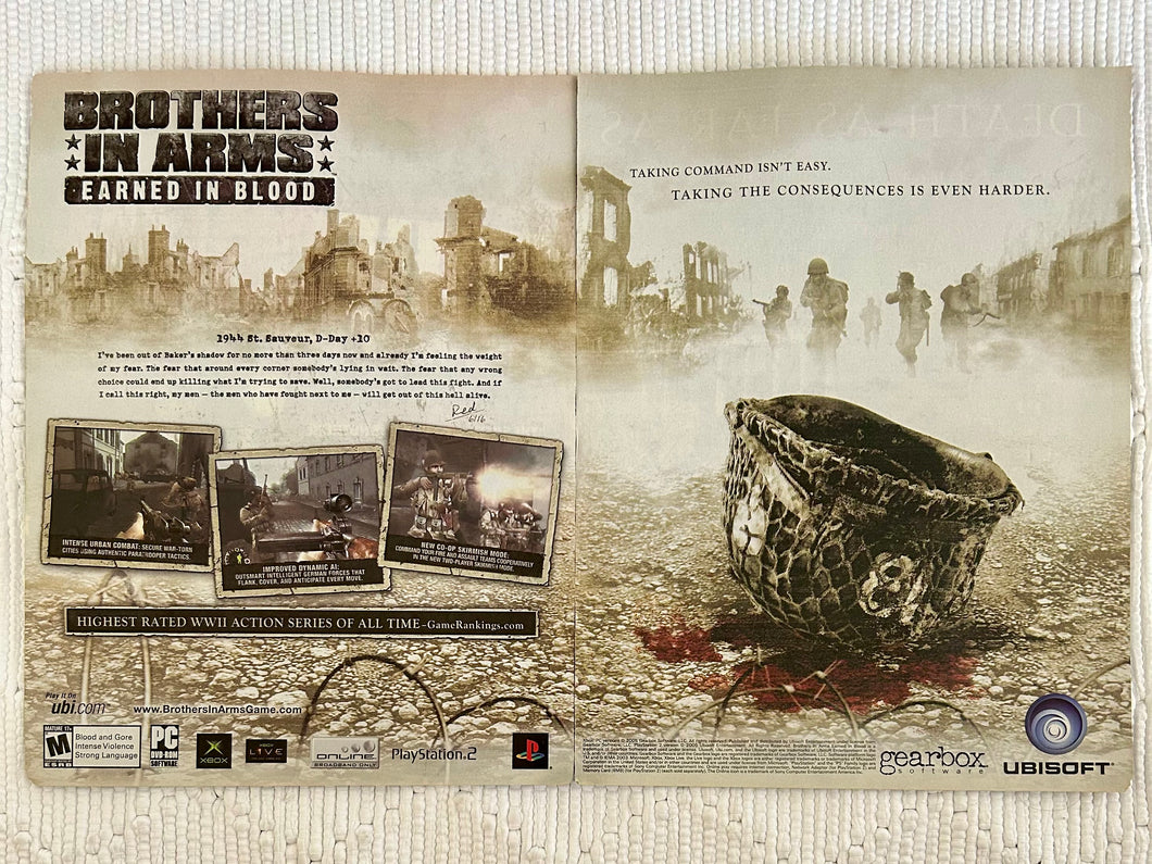 Brothers in Arms: Earned in Blood - PS2 Xbox PC - Original Vintage Advertisement - Print Ads - Laminated A3 Poster