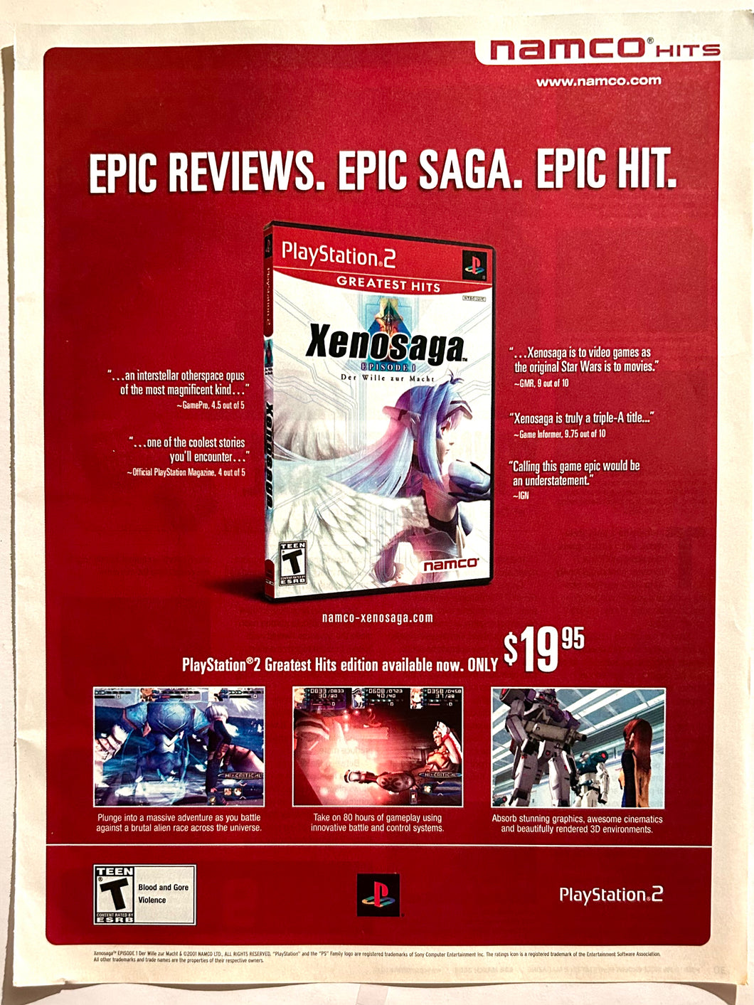 Xenosaga Episode I - PS2 - Original Vintage Advertisement - Print Ads - Laminated A4 Poster