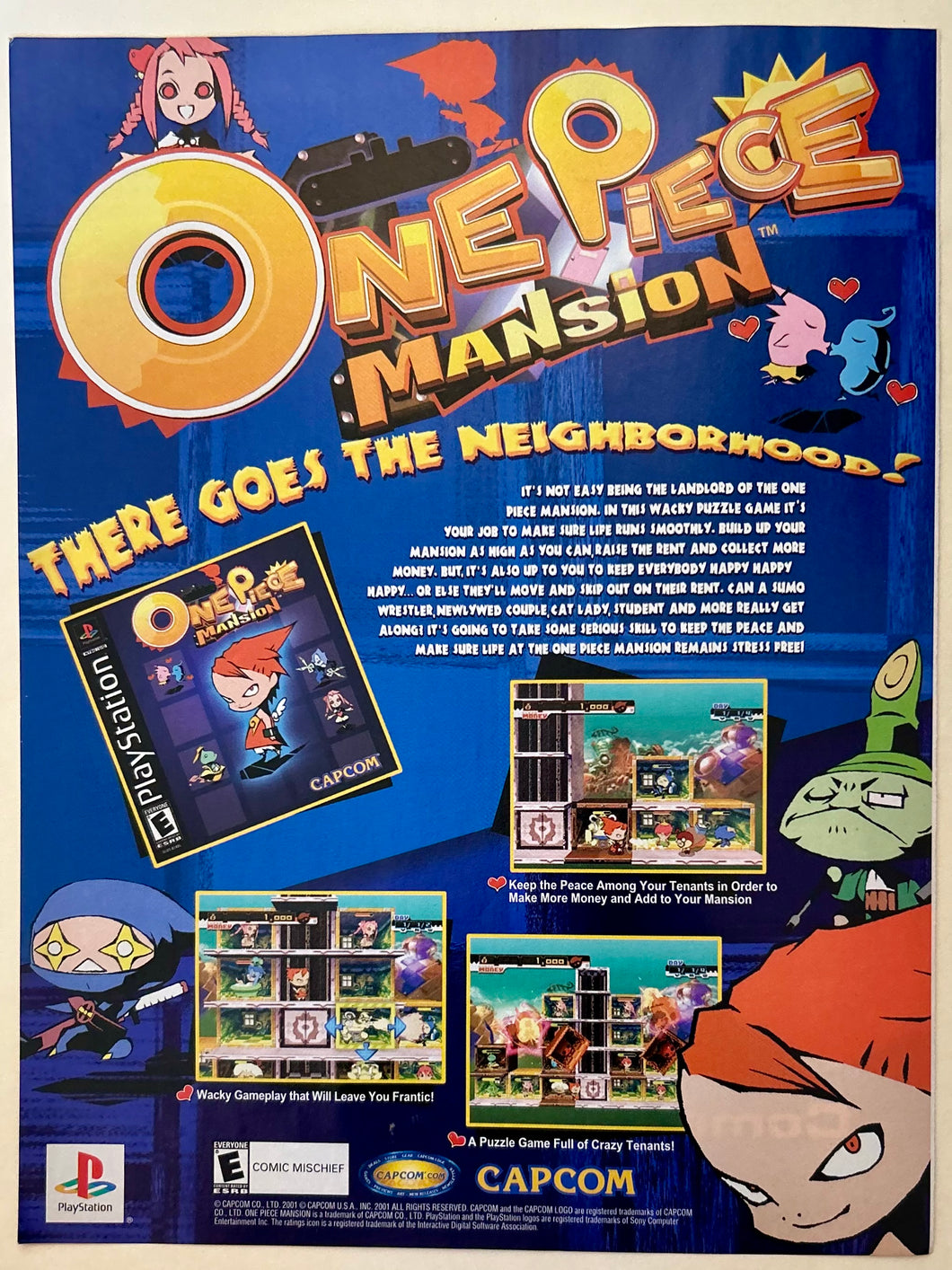 One Piece Mansion - PlayStation - Original Vintage Advertisement - Print Ads - Laminated A4 Poster