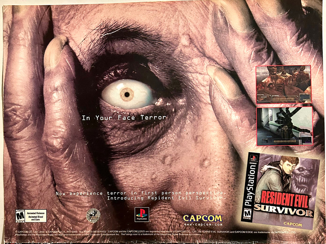 Resident Evil Survivor - PlayStation - Original Vintage Advertisement - Print Ads - Laminated A4 Poster