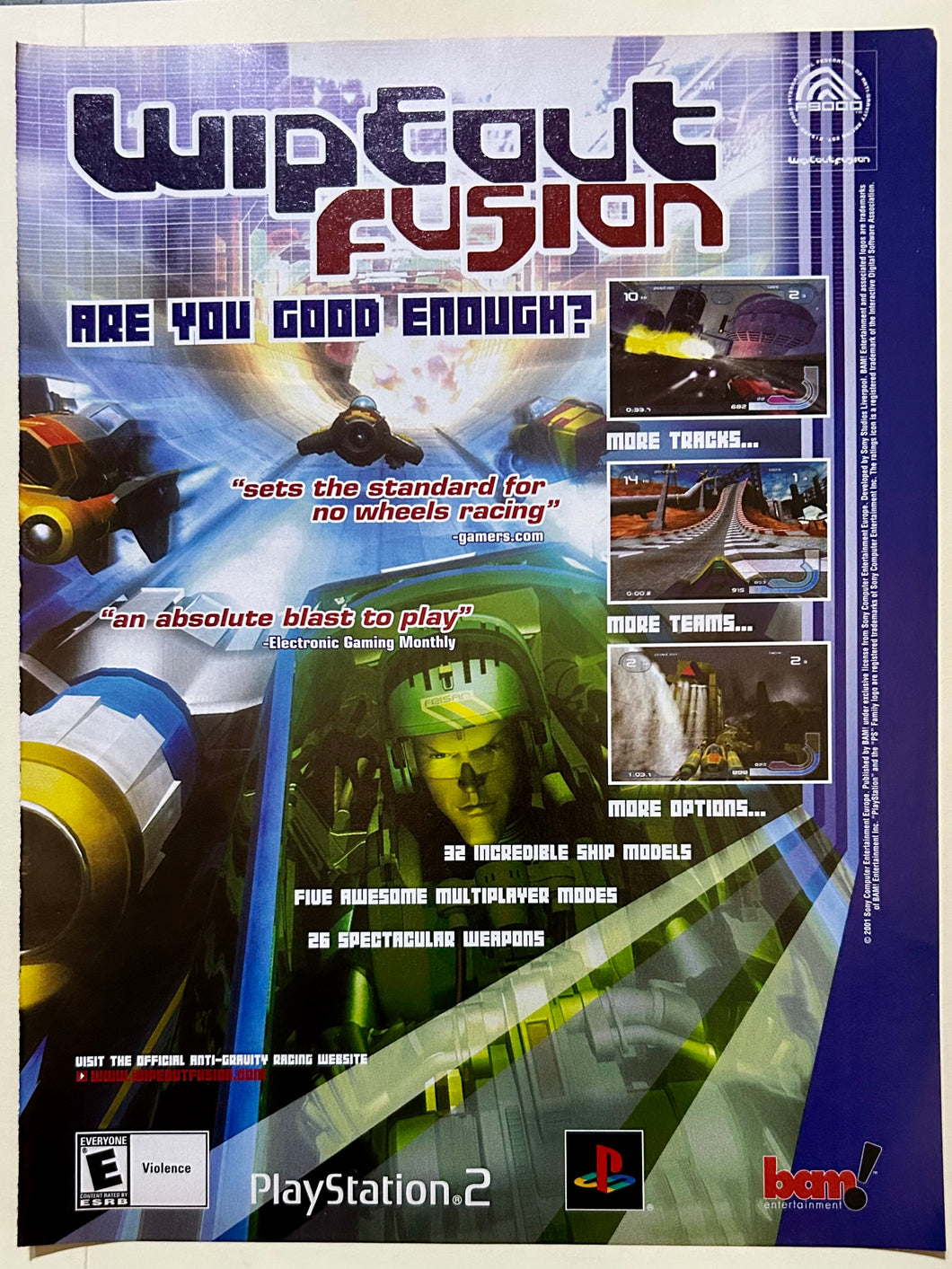 Wipeout Fusion - PS2 - Original Vintage Advertisement - Print Ads - Laminated A4 Poster