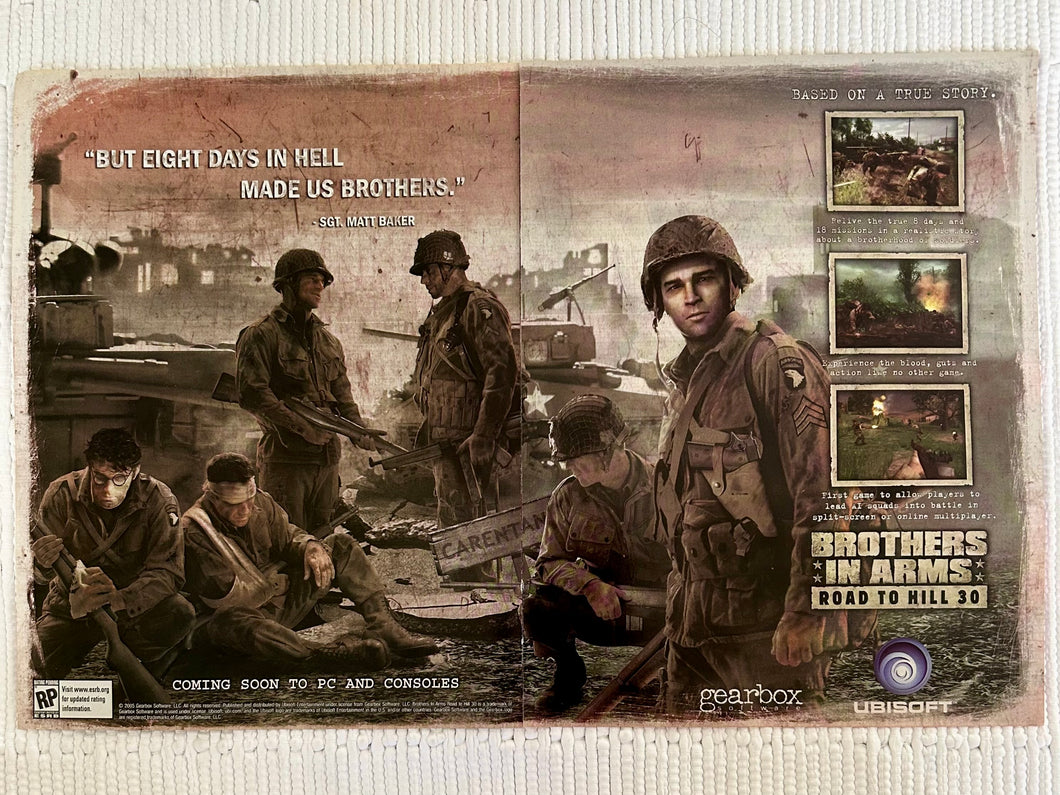 Brothers In Arms: Road to Hill 30 - PS2 Xbox PC Wii - Original Vintage Advertisement - Print Ads - Laminated A3 Poster