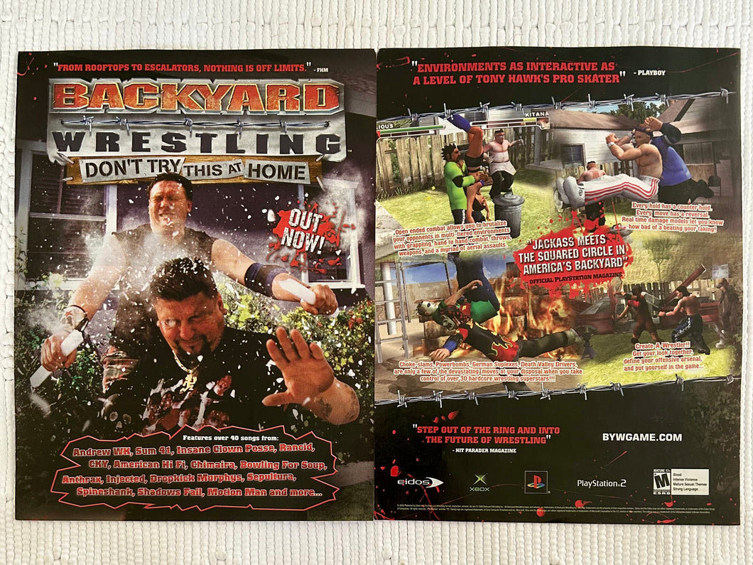 Backyard Wrestling: Don't Try This at Home - PS2 Xbox - Original Vintage Advertisement - Print Ads - Laminated A3 Poster