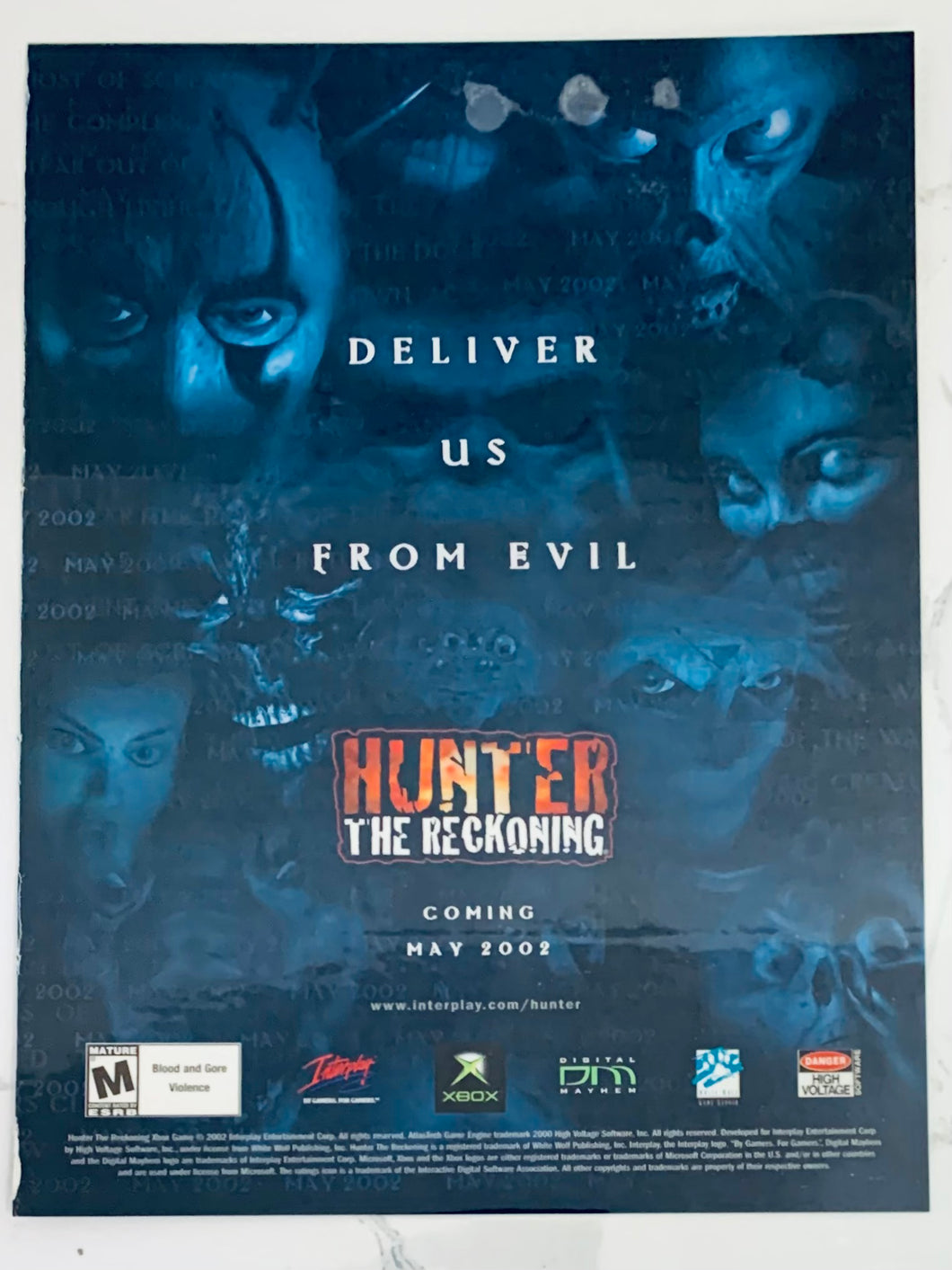 Hunter the Reckoning - Xbox - Original Vintage Advertisement - Print Ads - Laminated A4 Poster