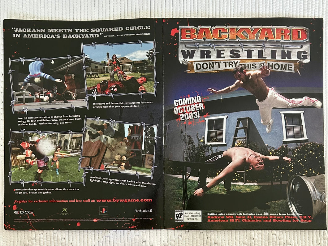 Backyard Wrestling: Don't Try This at Home - PS2 Xbox - Original Vintage Advertisement - Print Ads - Laminated A3 Poster