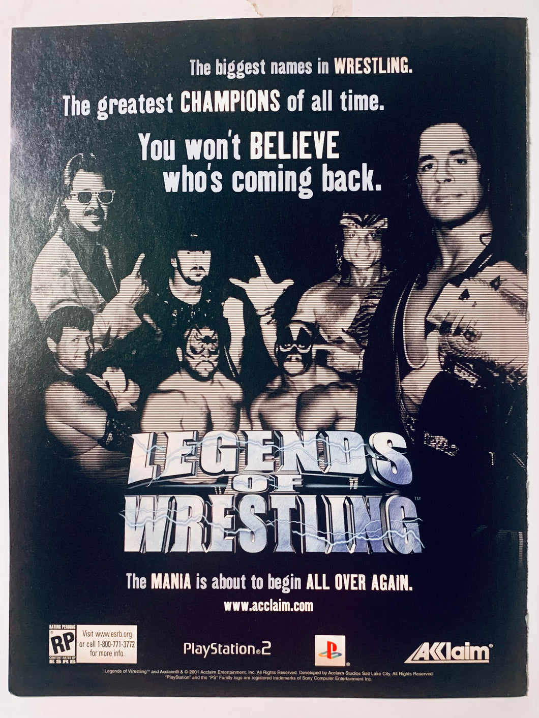 Legends of Wrestling - PS2 - Original Vintage Advertisement - Print Ads - Laminated A4 Poster