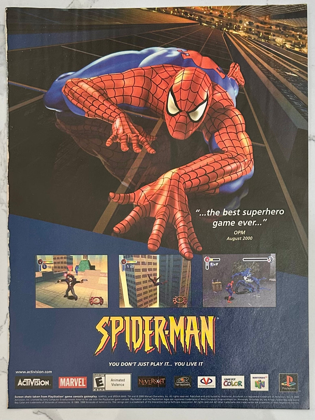 Spider-Man - PlayStation N64 GBC - Original Vintage Advertisement - Print Ads - Laminated A4 Poster