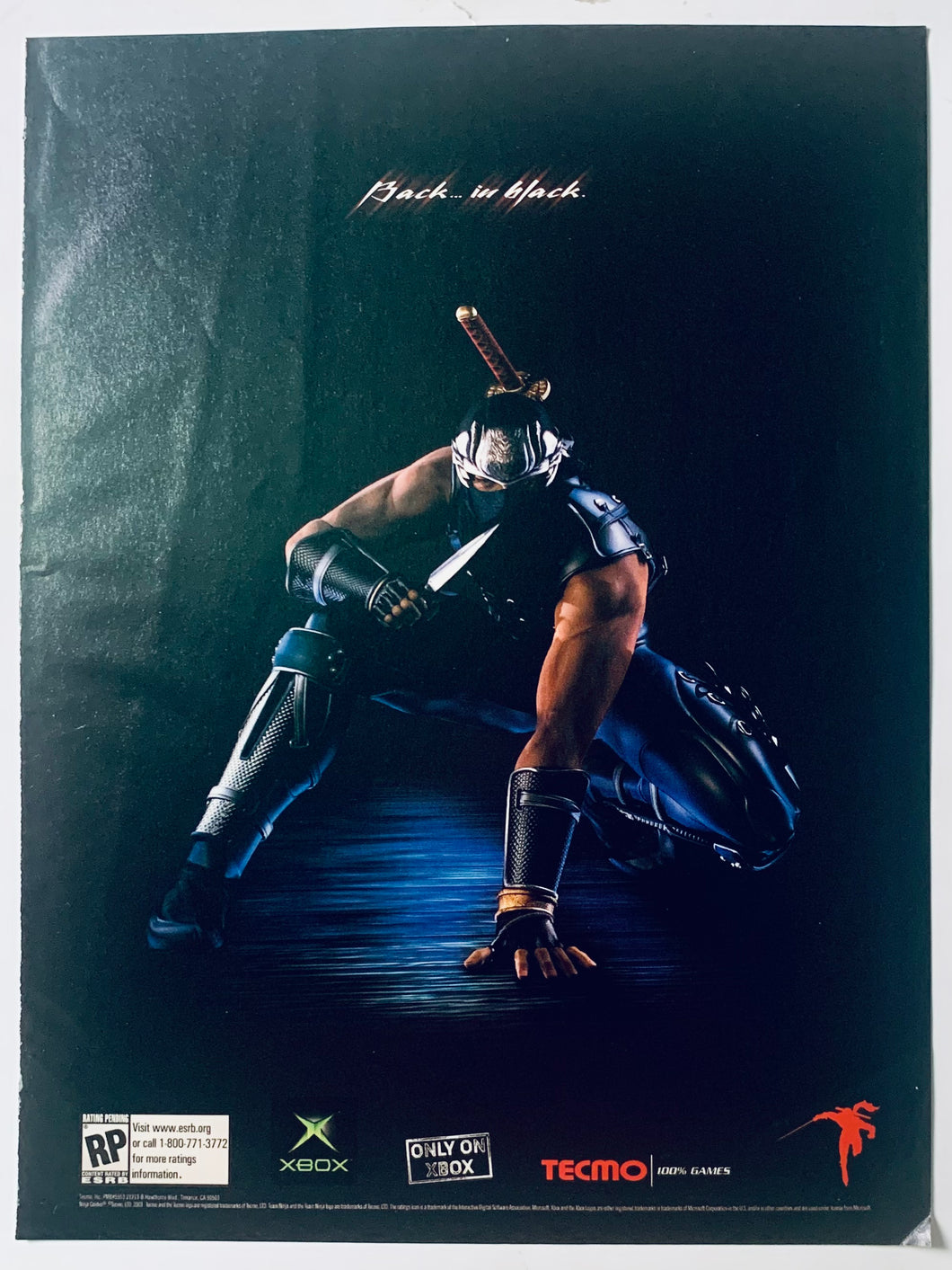 Ninja Gaiden Black - Xbox - Original Vintage Advertisement - Print Ads - Laminated A4 Poster