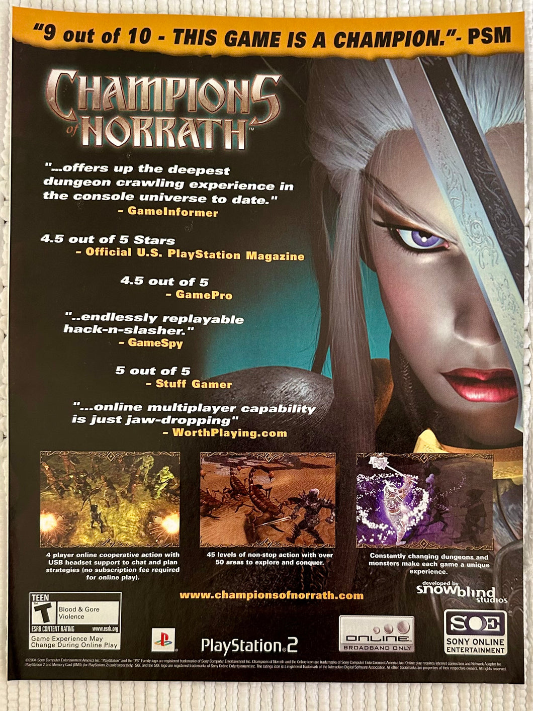 Champions of Norrath - PS2 - Original Vintage Advertisement - Print Ads - Laminated A4 Poster