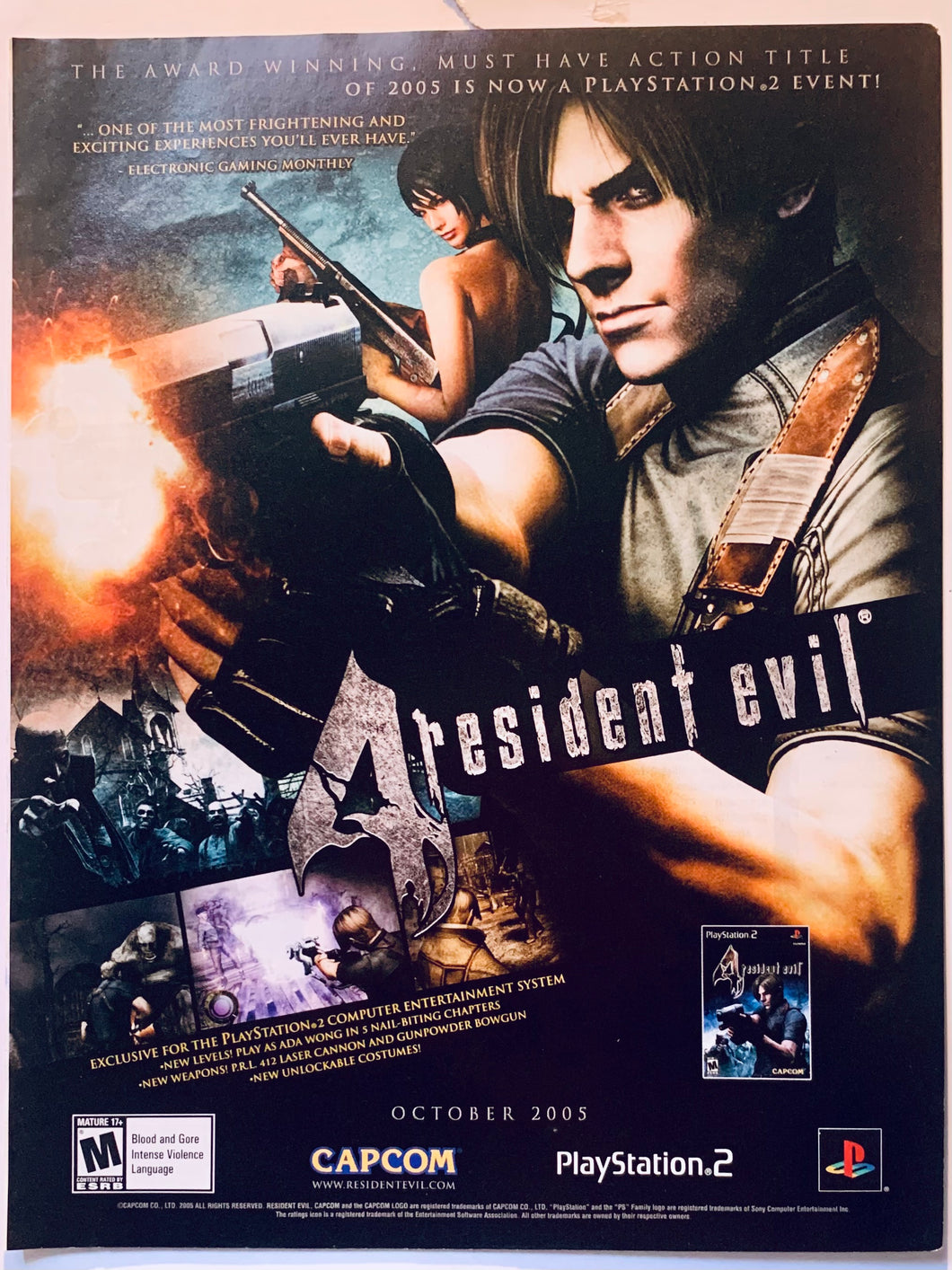 Resident Evil 4 - PS2 - Original Vintage Advertisement - Print Ads - Laminated A4 Poster